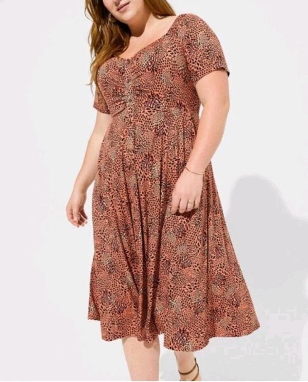 Torrid Super Soft Shired Button Front Maxi Dress Leopard 4X Animal Print Pockets